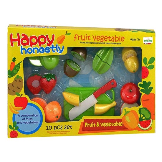 Žaislinės pjaustomos daržovės ir vaisiai Happy honestly